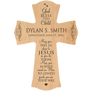 MAPLE Personalized Baptism Gift | Baptism Cross | 1st Communion Gift | Dedication Gift | Christening Gift | Confirmation Gift | Religious