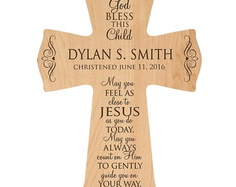 MAPLE Personalized Baptism Gift | Baptism Cross | 1st Communion Gift | Dedication Gift | Christening Gift | Confirmation Gift | Religious