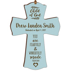 BLUE Personalized Baptism Gift | Baptism Cross | 1st Communion Gift | Dedication Gift | Christening Gift | Confirmation Gift | Religious