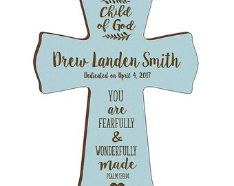 BLUE Personalized Baptism Gift | Baptism Cross | 1st Communion Gift | Dedication Gift | Christening Gift | Confirmation Gift | Religious