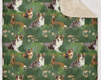 Australian Shepherd Blanket | Soft Aussie Blanket | Blue Merle Blanket | Minky | Fleece | Aussie Lovers | Dog Mom | Pet Lover Gift