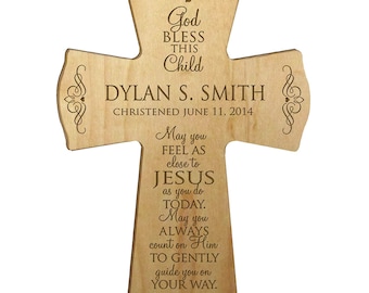 MAPLE Personalized Baptism Gift | Baptism Cross | 1st Communion Gift | Dedication Gift | Christening Gift | Confirmation Gift | Religious
