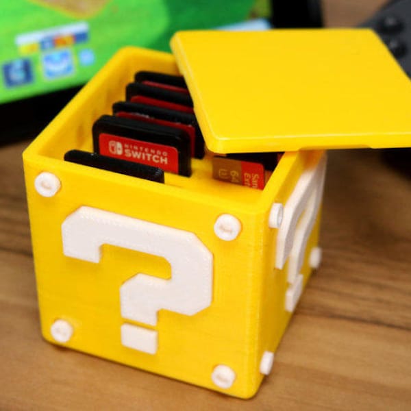 Nintendo Switch Game Case | Mario, Video Games, Super Mario, Super Mario Odyssey, Zelda, Question Block, Cartridge Case, Gaming Case, Switch