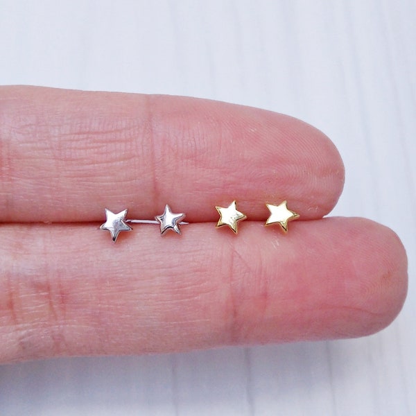 star earrings, star stud earrings, gold minimal earrings, girl earrings, tiny sterling silver star earrings, minimal stud earrings