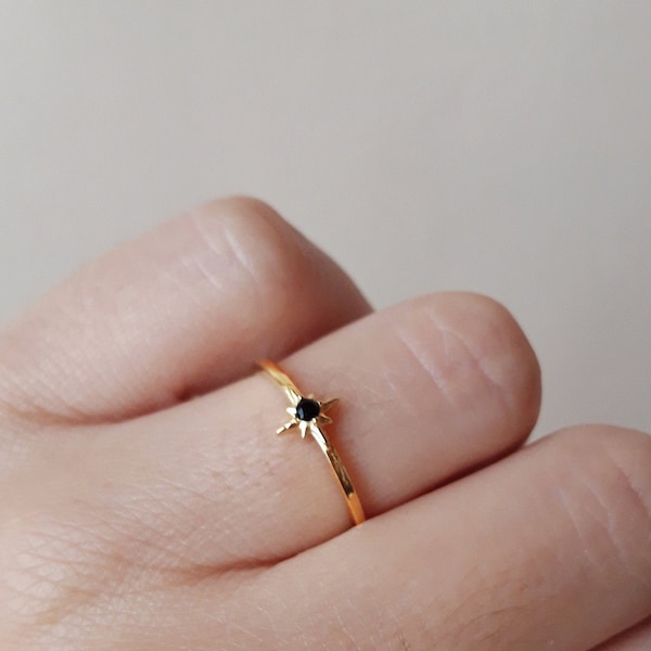 North Star Ring, Simple Gold Ring, Pole Star Jewelry, Stacking Ring, Minimalist Sun Ring, thin gold ring