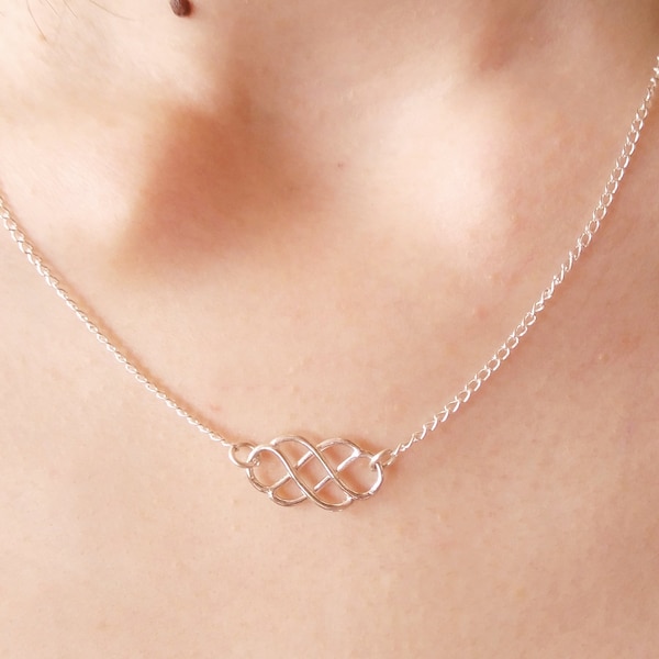 Celtic Knot necklace, Celtic jewelry, sterling silver double infinity, Celtic double knot pendant, infinity knot necklace, gift for her