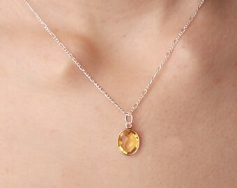 Citrine Necklace Round Citrine Pendant 