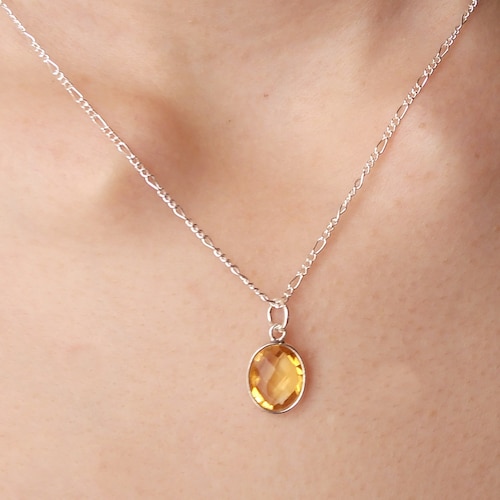Citrine Necklace Round Citrine Pendant 