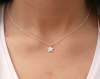 Sterling silver star necklace, Silver star pendant, Delicate star choker, Minimalist necklace, Everyday necklace