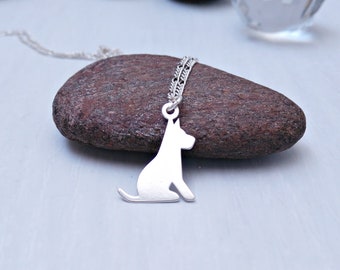 Collana silhouette cane, collana amante cane, gioielli amante degli animali, ciondolo per cani in argento sterling, memoriale per animali domestici, gioielli per animali domestici