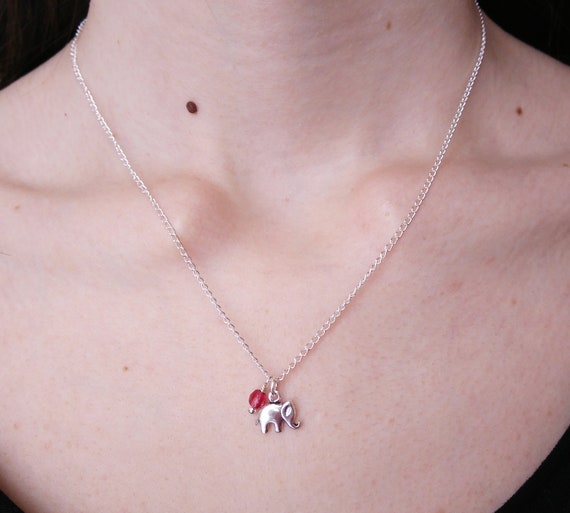 Elephant necklace with birthstone best sale