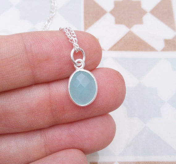 Aqua Chalcedony Necklace, Aquamarine Chalcedony Pendant, Gemstone Necklace,  Sterling Silver Necklace, Blue Chalcedony Jewelry - Etsy