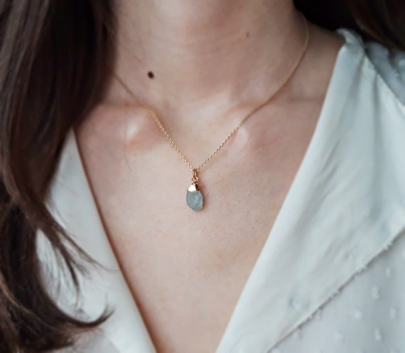 Aquamarine 2024 necklace etsy