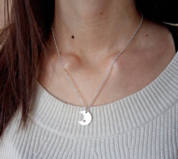 waning crescent moon necklace