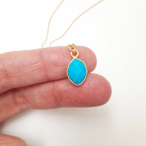 Turquoise and gold necklace, turquoise pendant, dainty gemstone necklace, turquoise jewelry, december birthstone jewelry image 7