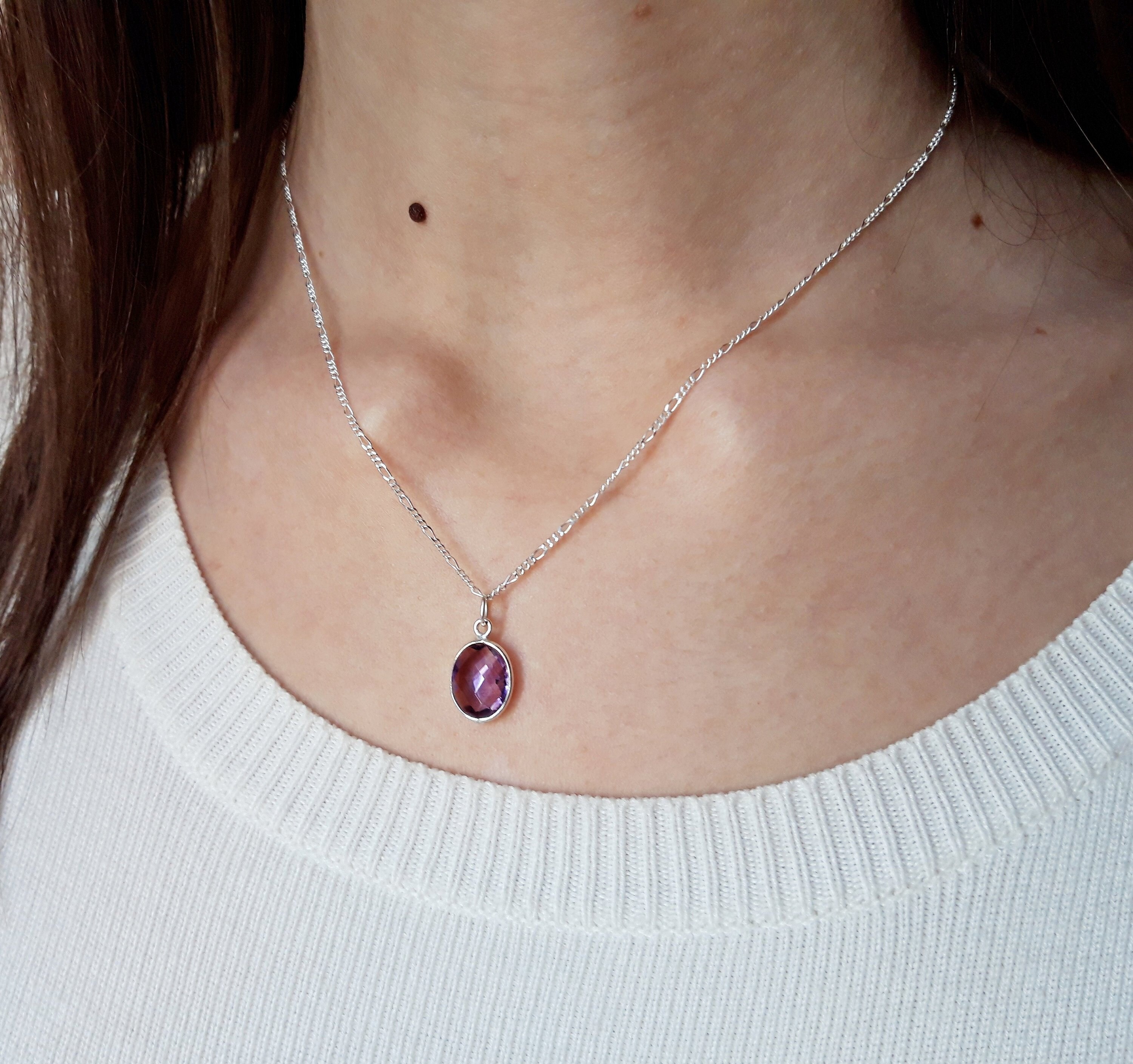 Amethyst Necklace Amethyst and Sterling Silver Pendant February