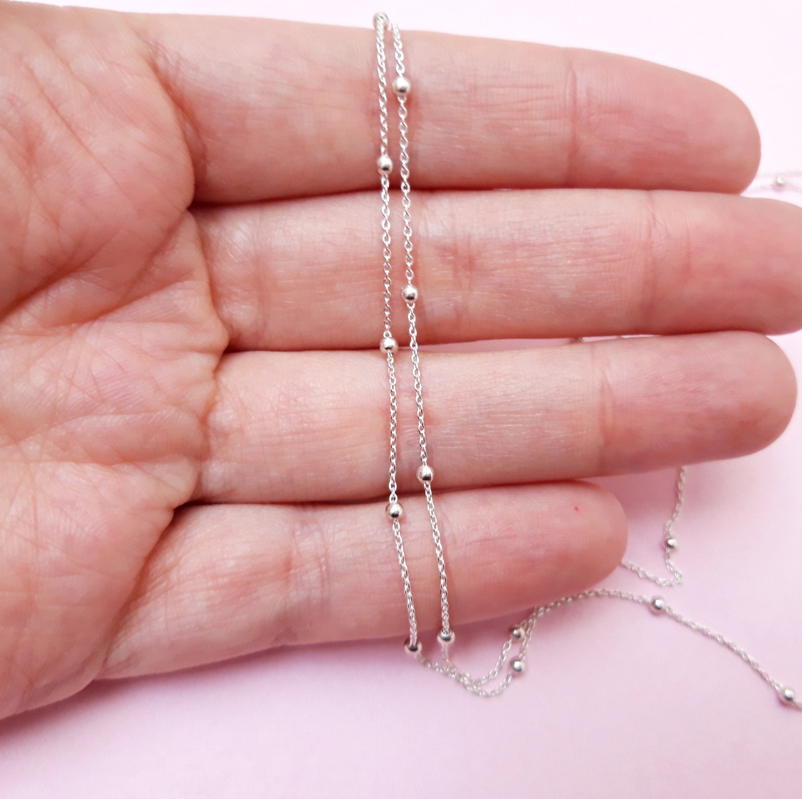 Sterling Silver Satellite Chain Necklace Everyday Jewelry - Etsy