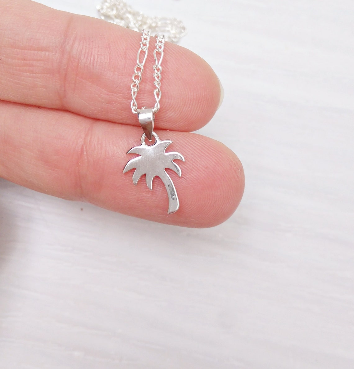 Palm Tree Necklace Sterling Silver Necklace Tree Pendant Etsy
