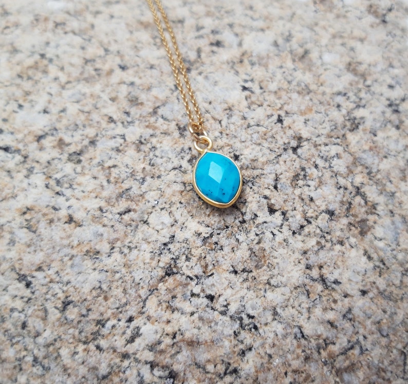 Turquoise and gold necklace, turquoise pendant, dainty gemstone necklace, turquoise jewelry, december birthstone jewelry image 6