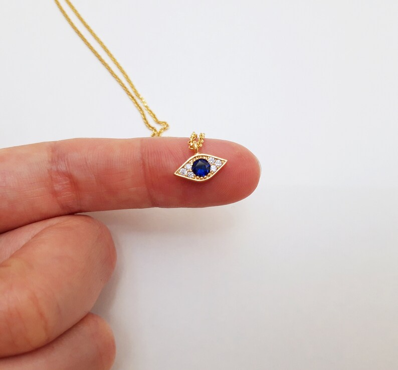 Tiny evil eye necklace Turkish eye charm necklace eye Etsy