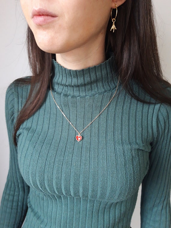 Red Enamel Diamond Heart Necklace | 14-Karat – Golden Thread, Inc.