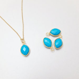 Turquoise and gold necklace, turquoise pendant, dainty gemstone necklace, turquoise jewelry, december birthstone jewelry image 3