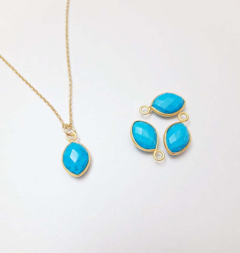 Turquoise and gold necklace, turquoise pendant, dainty gemstone necklace, turquoise jewelry, december birthstone jewelry image 3