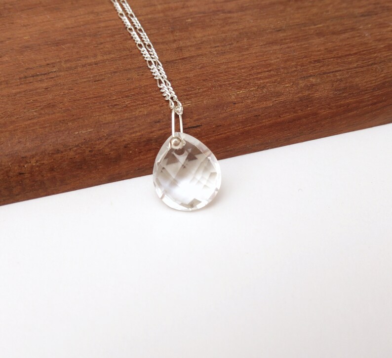 Rock crystal drop necklace quartz drop pendant sterling Etsy