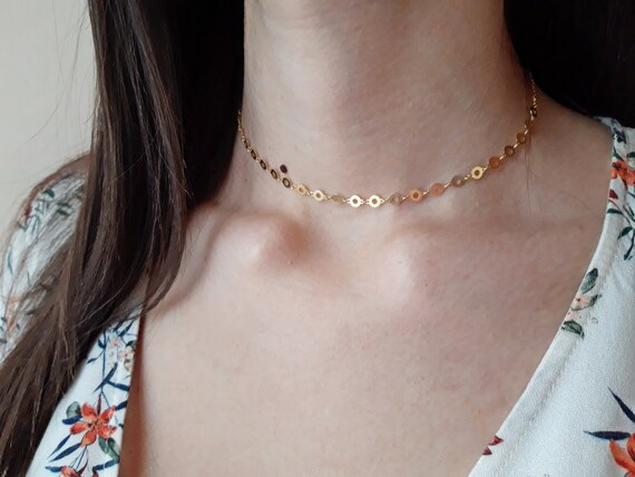 Delicate Gold Choker Choker Gold Coins Gold Disc Necklace Gold