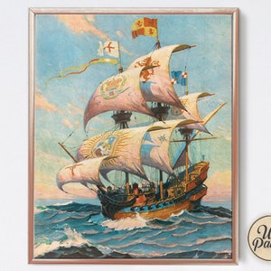 Vintage Ship - Art Print - Nautical - Maritime - Tiki Decor - Sailing
