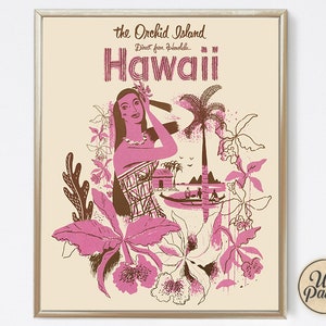 Orchid Island - Vintage Style - Art Print