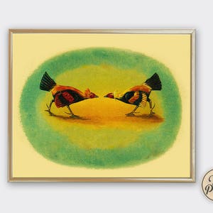 Roosters - Vintage Style - Art Print