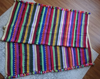 Colorful Striped Handwoven Throw with Tassel Fringe - Guatemala (71" x 96")