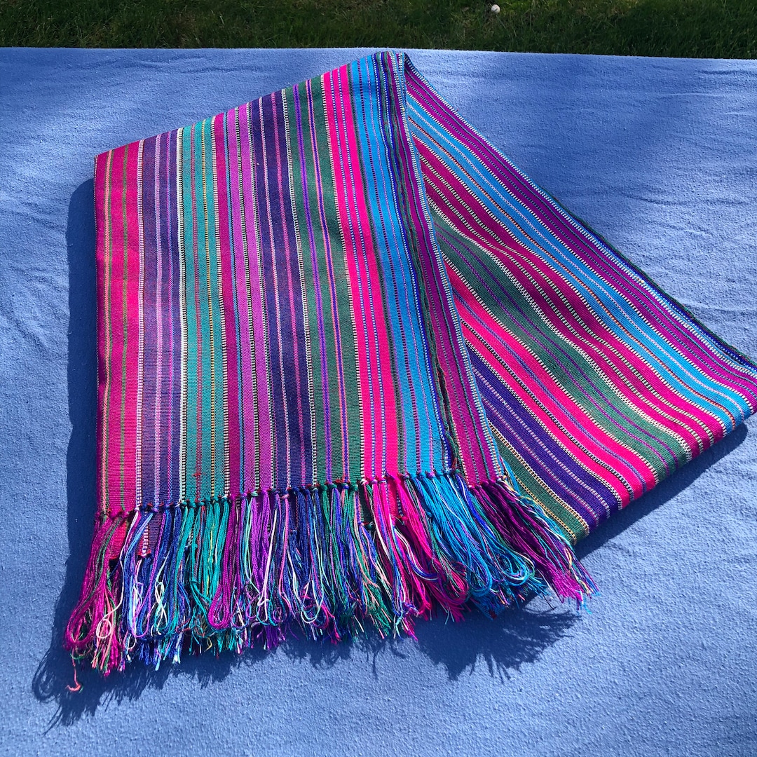 手織りコットンストライプテーブルクロス / テーブルランナー、マルチ