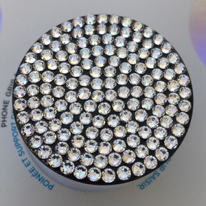 MADE TO ORDER Swarovski Clear Crystal Black PopGrip with Swappable Top Phone Grip / Phone Stand Authentic PopSockets Bling