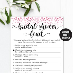 Bridal Shower Feud  / Bridal Shower Game / Bridal Feud / Bridal Shower Family Feud Game /  Family Feud Game / Virtual Shower Game / Pink