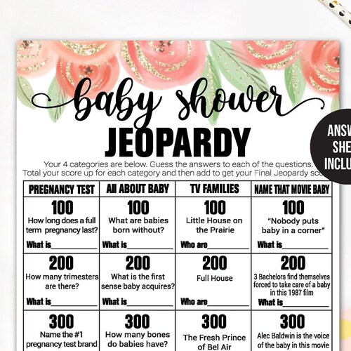 Baby Shower Jeopardy / Jeopardy / Baby Shower Game / Baby Etsy