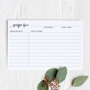Recipe Cards & Tabs / Printable Recipe Cards and Tabs / 4 x 6 Recipe Cards /  Bridal Shower Recipe Cards / Instant Download