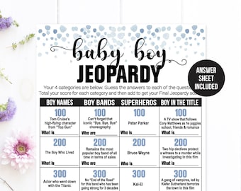 Baby Boy Jeopardy / Boy Jeopardy Game / Baby Trivia Game / Baby Jeopardy Game / Baby Shower Games / Baby Boy Shower / Blue