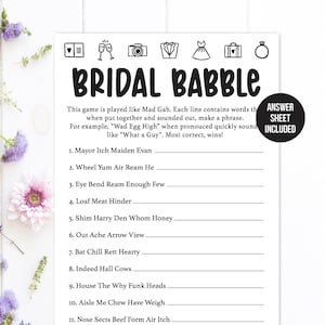 Bridal Shower Mad Gab Bridal Shower Games Bridal Shower Mad Libs Bridal Shower Game Pillow Talk Bridal Mad Gab Game