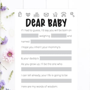 Baby Predictions and Advice Baby Shower Activity Baby Advice Cards Wishes for Baby Shower Game Baby Prayer Card Gender Neutral Dear Baby