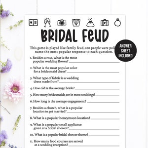 Bridal Shower Feud Game / Bridal Shower Game / Bridal Shower Games ...