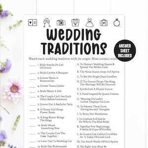 Wedding Traditions / Bridal Shower Game / Traditions Game / Bridal Traditions / Why Do We Do That / Wedding Game / Black and White