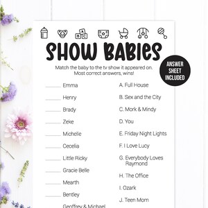 Show Babies / TV Show Babies / Celebrity Babies / Celebrity Baby Name Game / Baby Trivia / TV Show Baby Trivia Game / Baby Shower Game