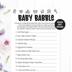 Baby Shower Mad Gab Baby Talk Game Mad Gab Baby Babble Game Funny Baby Shower Game Baby Shower Mad Libs Baby Shower Game
