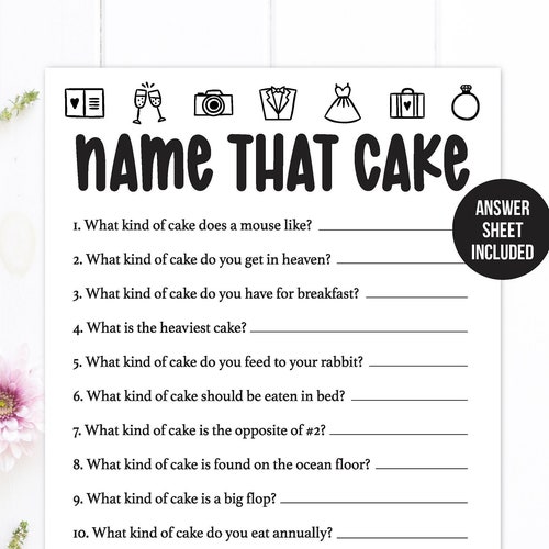 Name That Cake / Bridal Shower Games / Bridal Shower Cake Game Etsy