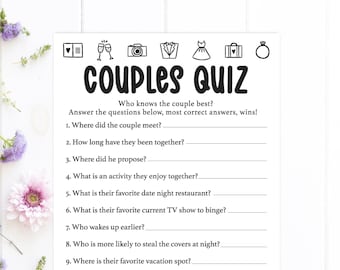 Couples Quiz Who Knows the Couple Best Bridal Shower Game Newlyweds Game Bridal Shower Bride or Groom Who Knows the Bride and Groom  Best