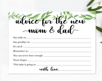 Advice Cards for Mom and Dad / Baby Shower Advice Cards / Greenery Baby Shower / Perfect for Parents to Be / Keepsake for Parents