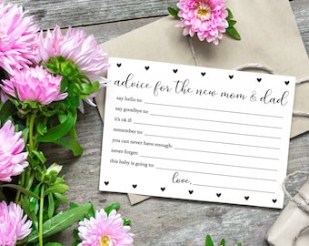 Instant Download Advice Cards for the New Mom and Dad / Black and White / Advice Cards / Baby Shower / Perfect Keepsake for New Parents