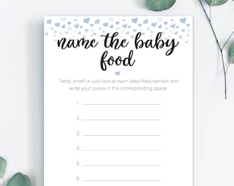 Name the Baby Food Game / Baby Food Game / Baby Shower Game / Guess the Baby Food Game / Blue Baby Shower Games / Blue Baby Food Game